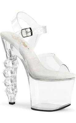 Pleaser Pole Shoes IRONGRIP-708 Clear Brass Knuckle Heels