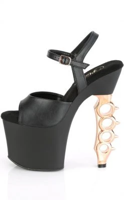 Pleaser Pole Shoes IRONGRIP-709 Black Matte/Copper Brass Knuckle Heels 9 Pleaser Pole Shoes IRONGRIP-709 Black Matte/Copper Brass Knuckle Heels
