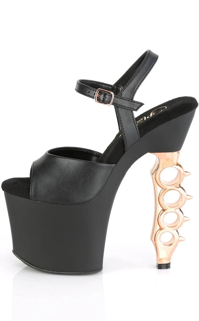 Pleaser Pole Shoes IRONGRIP-709 Black Matte/Copper Brass Knuckle Heels 5 Pleaser Pole Shoes IRONGRIP-709 Black Matte/Copper Brass Knuckle Heels