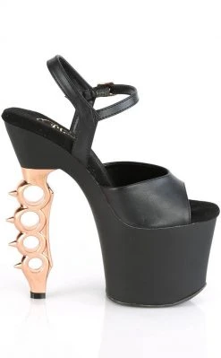 Pleaser Pole Shoes IRONGRIP-709 Black Matte/Copper Brass Knuckle Heels 11 Pleaser Pole Shoes IRONGRIP-709 Black Matte/Copper Brass Knuckle Heels