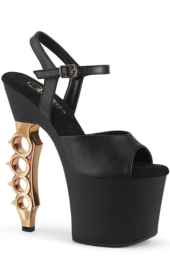 Pleaser Pole Shoes IRONGRIP-709 Black Matte/Copper Brass Knuckle Heels 3 Pleaser Pole Shoes IRONGRIP-709 Black Matte/Copper Brass Knuckle Heels