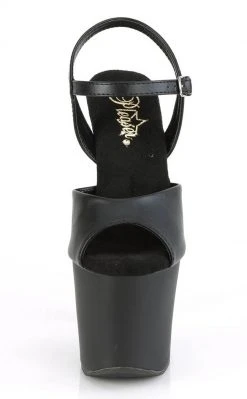 Pleaser IRONGRIP-709 Black Matte/Silver Brass Knuckle Heels Pole Shoes