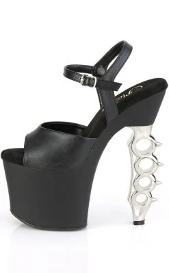Pleaser IRONGRIP-709 Black Matte/Silver Brass Knuckle Heels Pole Shoes