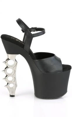 Pleaser IRONGRIP-709 Black Matte/Silver Brass Knuckle Heels Pole Shoes