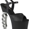 Pleaser IRONGRIP-709 Black Matte/Silver Brass Knuckle Heels Pole Shoes