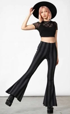 Killstar Clothing Inferno Room Flares | Grey Stripe