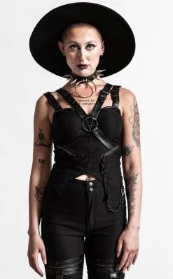 Killstar Jaded Strap Top Top | Black Clothing