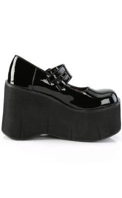 Demonia KERA-08 Black Patent Platform Mary Janes Shoes