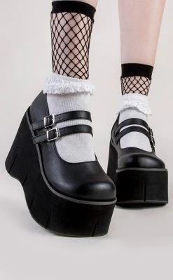 Demonia KERA-08 Black Vegan Leather Platform Mary Janes (Au Stock) Shoes