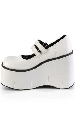 Demonia KERA-08 White Vegan Leather Platform Mary Janes Shoes