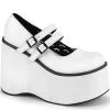 Demonia KERA-08 White Vegan Leather Platform Mary Janes Shoes