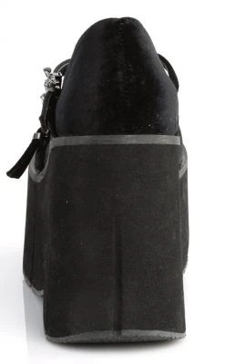 Demonia Shoes KERA-10 Black Velvet Platform Mary Janes