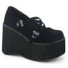 Demonia Shoes KERA-10 Black Velvet Platform Mary Janes