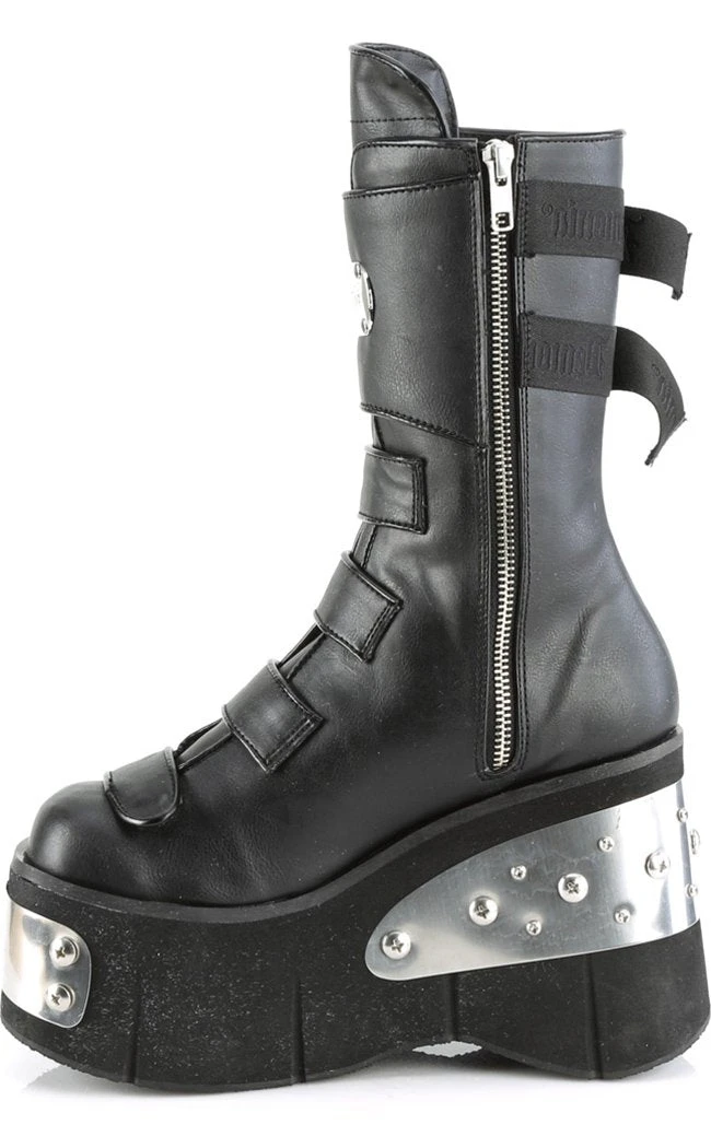 Demonia KERA-108 Black Platform Plated Wedge Boots Platform Shoes 5 Demonia KERA-108 Black Platform Plated Wedge Boots Platform Shoes