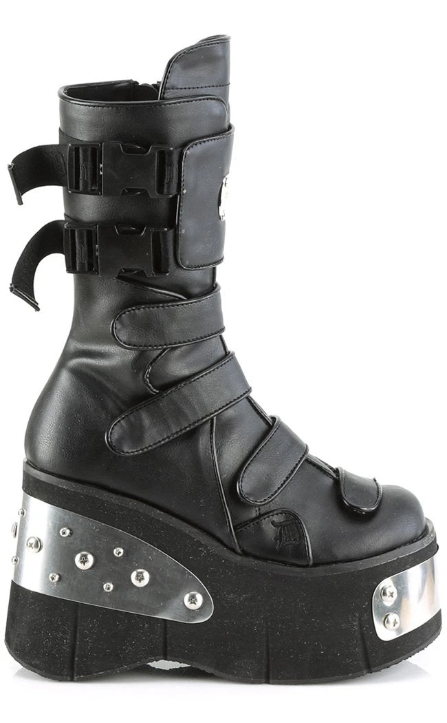Demonia KERA-108 Black Platform Plated Wedge Boots Platform Shoes 7 Demonia KERA-108 Black Platform Plated Wedge Boots Platform Shoes