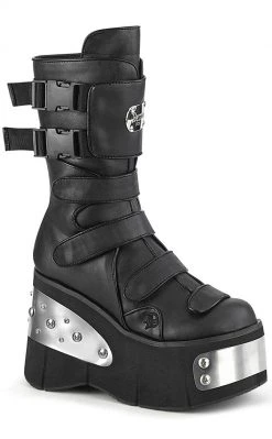 Demonia KERA-108 Black Platform Plated Wedge Boots Platform Shoes