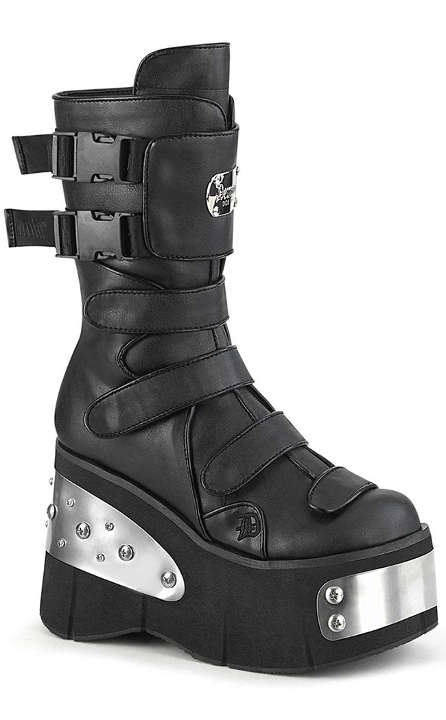 Demonia KERA-108 Black Platform Plated Wedge Boots Platform Shoes 3 Demonia KERA-108 Black Platform Plated Wedge Boots Platform Shoes