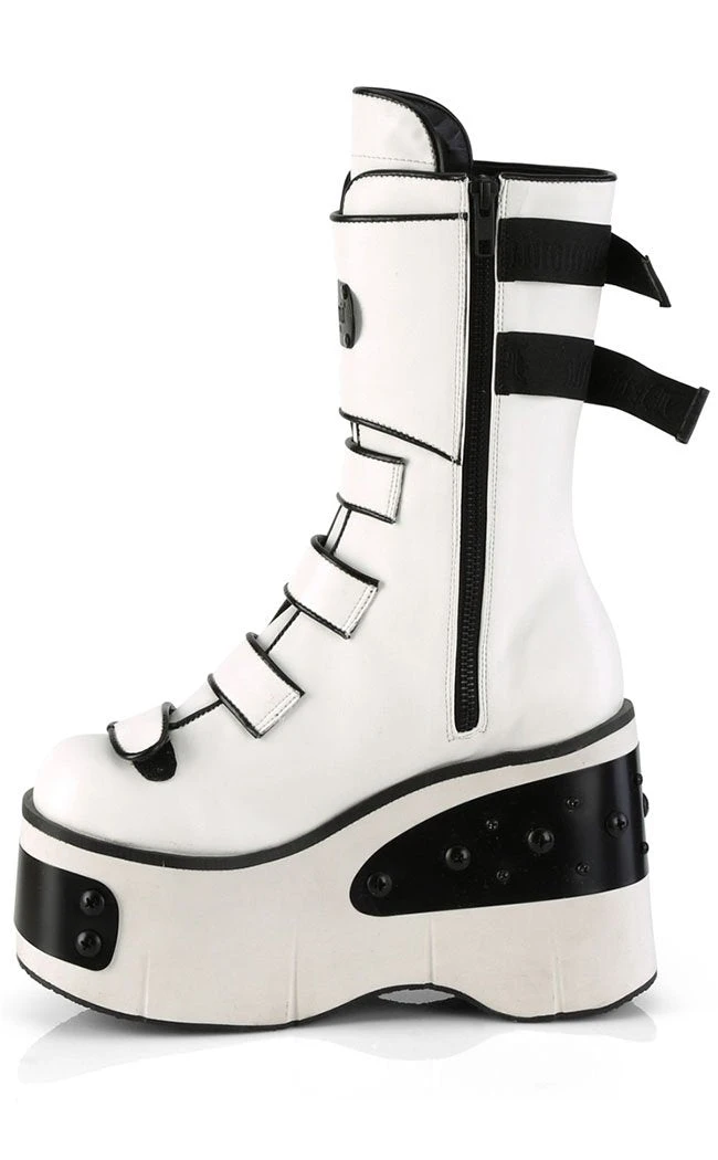 Demonia Platform Shoes KERA-108 White Platform Plated Wedge Boots 5 Demonia Platform Shoes KERA-108 White Platform Plated Wedge Boots