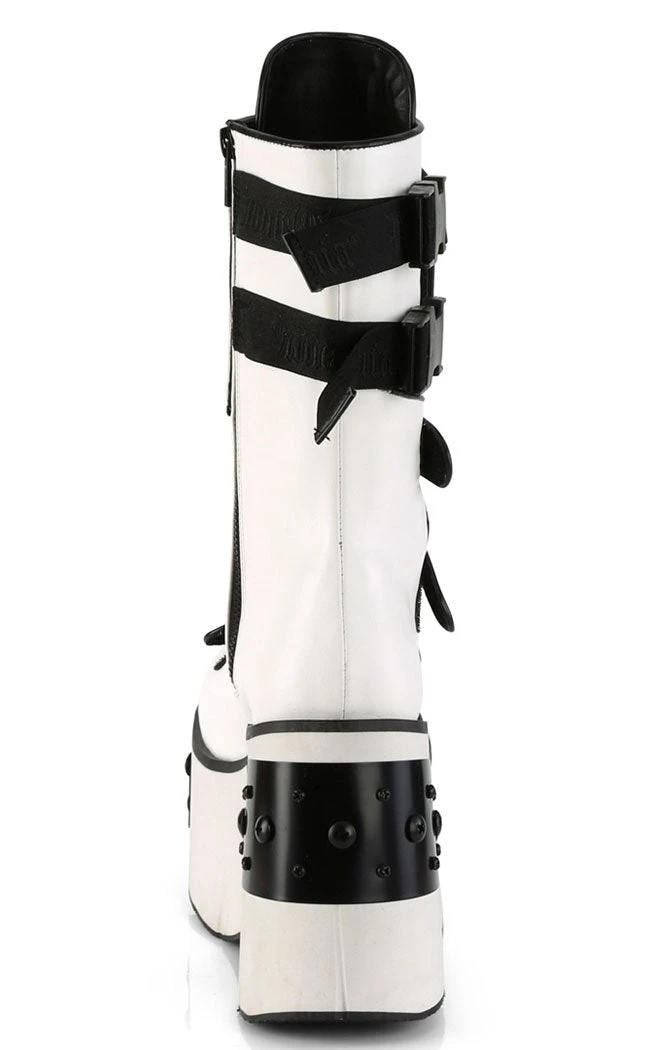 Demonia Platform Shoes KERA-108 White Platform Plated Wedge Boots 6 Demonia Platform Shoes KERA-108 White Platform Plated Wedge Boots