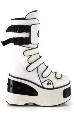 Demonia Platform Shoes KERA-108 White Platform Plated Wedge Boots 11 Demonia Platform Shoes KERA-108 White Platform Plated Wedge Boots