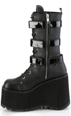 Demonia KERA-110 Black Matte Mid-Calf Harness Boots Shoes