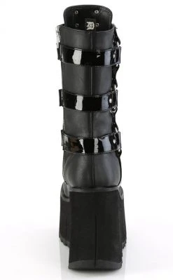 Demonia KERA-110 Black Matte Mid-Calf Harness Boots Shoes