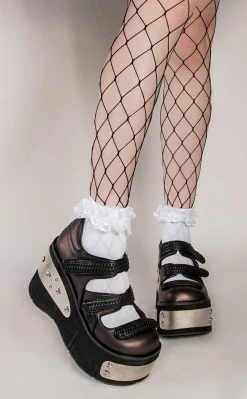 Demonia Shoes KERA-13 Pewter Platform Mary Janes