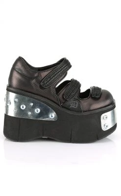 Demonia Shoes KERA-13 Pewter Platform Mary Janes