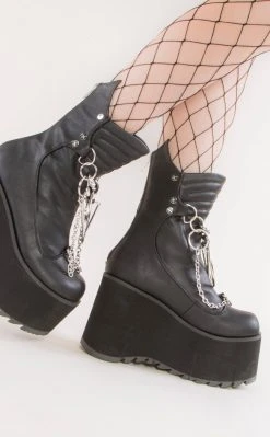 Demonia KERA-130 Black Platform Wedge Boots (Au Stock)