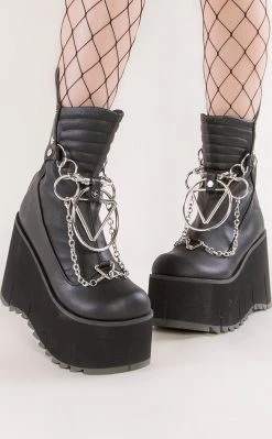 Demonia KERA-130 Black Platform Wedge Boots (Au Stock)