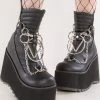 Demonia KERA-130 Black Platform Wedge Boots