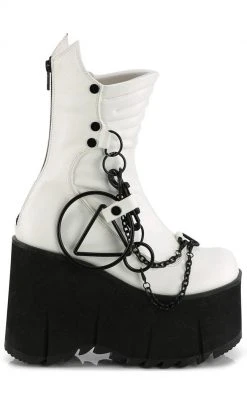 Demonia Platform Shoes KERA-130 White Platform Wedge Boots