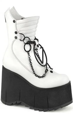 Demonia Platform Shoes KERA-130 White Platform Wedge Boots