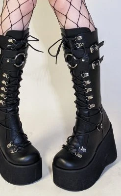 Demonia KERA-200 Black Knee High Platform Boots (Au Stock)