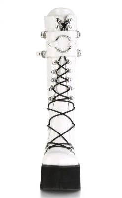 Demonia KERA-200 White Knee High Platform Boots (Au Stock) Shoes