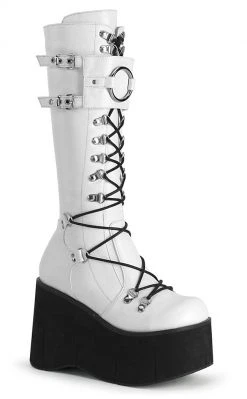 Demonia KERA-200 White Knee High Platform Boots (Au Stock) Shoes