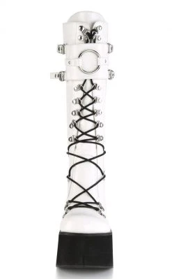 Demonia Shoes KERA-200 White Knee High Platform Boots 8 Demonia Shoes KERA-200 White Knee High Platform Boots