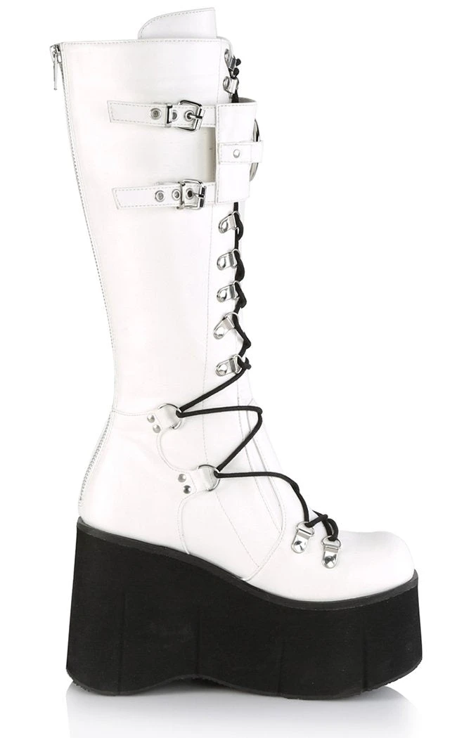 Demonia Shoes KERA-200 White Knee High Platform Boots 7 Demonia Shoes KERA-200 White Knee High Platform Boots