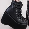 Demonia Shoes KERA-21 Black Vegan Leather Platform Ankle Boots
