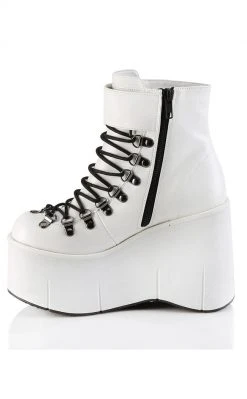 Demonia Shoes KERA-21 White Vegan Leather Platform Ankle Boots
