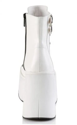 Demonia Shoes KERA-21 White Vegan Leather Platform Ankle Boots