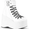 Demonia Shoes KERA-21 White Vegan Leather Platform Ankle Boots 2 Demonia Shoes KERA-21 White Vegan Leather Platform Ankle Boots