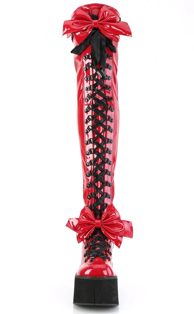 Demonia KERA-303 Red Patent Thigh High Platform Boots Shoes 4 Demonia KERA-303 Red Patent Thigh High Platform Boots Shoes