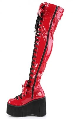 Demonia KERA-303 Red Patent Thigh High Platform Boots Shoes 9 Demonia KERA-303 Red Patent Thigh High Platform Boots Shoes