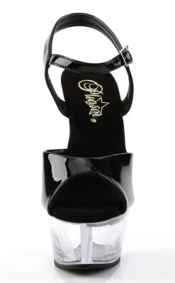 Pleaser KISS-209 Black Patent And Clear Heels Pole Shoes