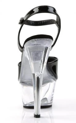 Pleaser KISS-209 Black Patent And Clear Heels Pole Shoes