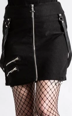 Killstar Clothing Katy Coffin Mini Skirt | Black