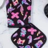Drop Dead Gorgeous Kawaii Or Die Oven Mitt Set 2 Drop Dead Gorgeous Kawaii Or Die Oven Mitt Set