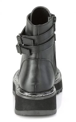 Demonia LILITH-152 Black Vegan Leather Ankle Boots Shoes