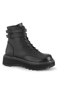 Demonia LILITH-152 Black Vegan Leather Ankle Boots Shoes